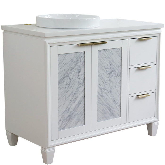 Bellaterra Home Trento 43" 2-Door 3-Drawer White Freestanding Vanity Set - Luxe Vanity & Tub