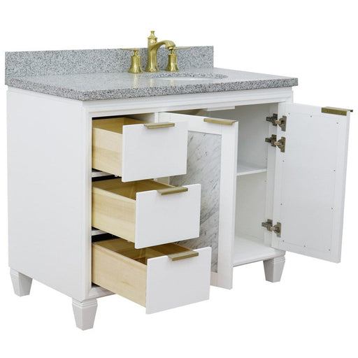 Bellaterra Home Trento 43" 2-Door 3-Drawer White Freestanding Vanity Set - Luxe Vanity & Tub