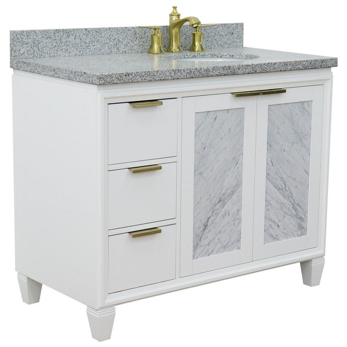 Bellaterra Home Trento 43" 2-Door 3-Drawer White Freestanding Vanity Set - Luxe Vanity & Tub