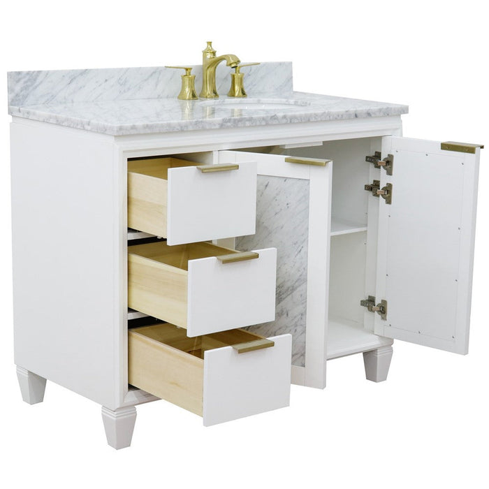 Bellaterra Home Trento 43" 2-Door 3-Drawer White Freestanding Vanity Set - Luxe Vanity & Tub