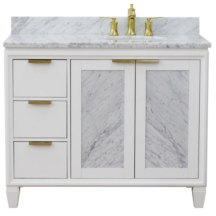 Bellaterra Home Trento 43" 2-Door 3-Drawer White Freestanding Vanity Set - Luxe Vanity & Tub