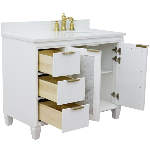 Bellaterra Home Trento 43" 2-Door 3-Drawer White Freestanding Vanity Set - Luxe Vanity & Tub