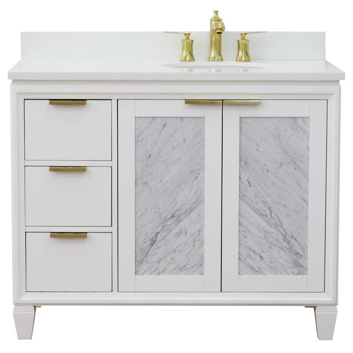 Bellaterra Home Trento 43" 2-Door 3-Drawer White Freestanding Vanity Set - Luxe Vanity & Tub