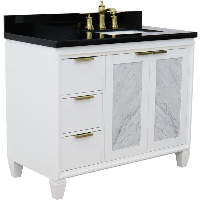 Bellaterra Home Trento 43" 2-Door 3-Drawer White Freestanding Vanity Set - Luxe Vanity & Tub