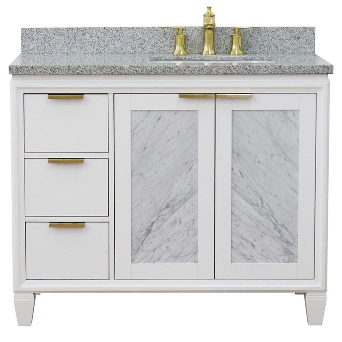 Bellaterra Home Trento 43" 2-Door 3-Drawer White Freestanding Vanity Set - Luxe Vanity & Tub