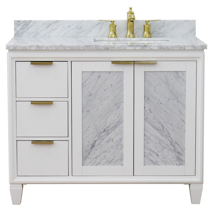 Bellaterra Home Trento 43" 2-Door 3-Drawer White Freestanding Vanity Set - Luxe Vanity & Tub