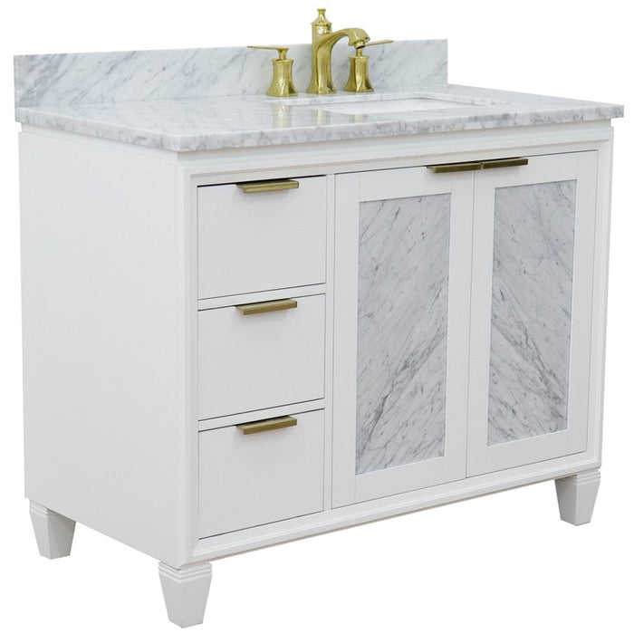 Bellaterra Home Trento 43" 2-Door 3-Drawer White Freestanding Vanity Set - Luxe Vanity & Tub