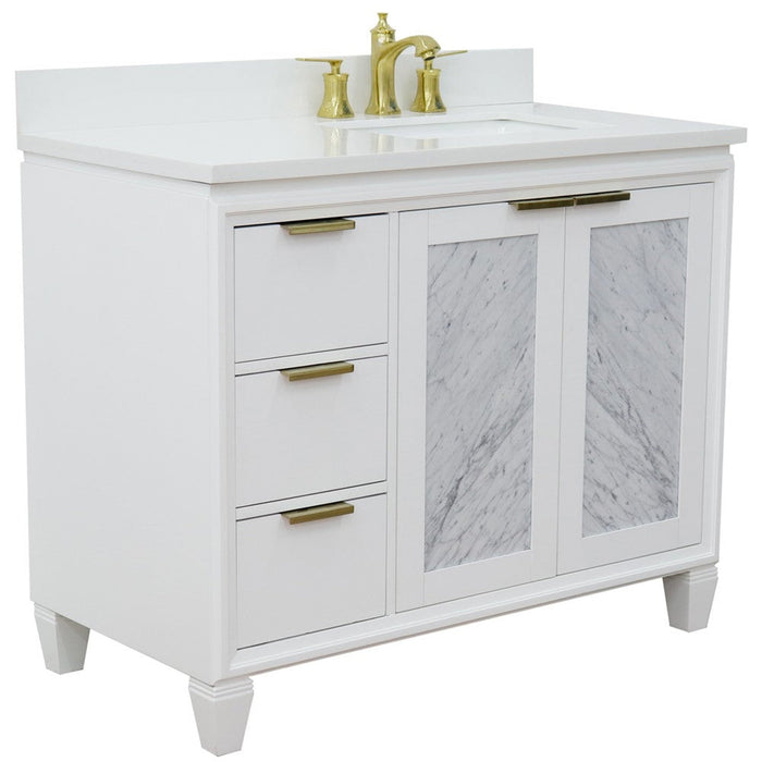 Bellaterra Home Trento 43" 2-Door 3-Drawer White Freestanding Vanity Set - Luxe Vanity & Tub