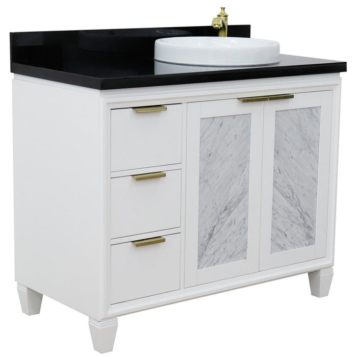 Bellaterra Home Trento 43" 2-Door 3-Drawer White Freestanding Vanity Set - Luxe Vanity & Tub