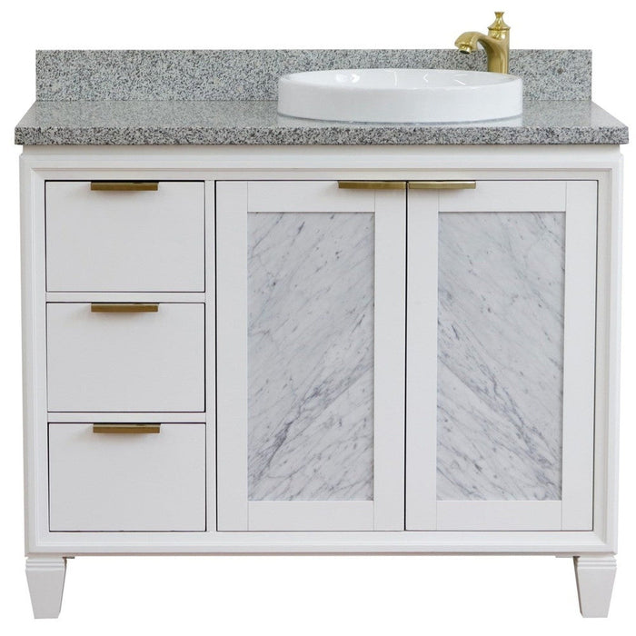 Bellaterra Home Trento 43" 2-Door 3-Drawer White Freestanding Vanity Set - Luxe Vanity & Tub