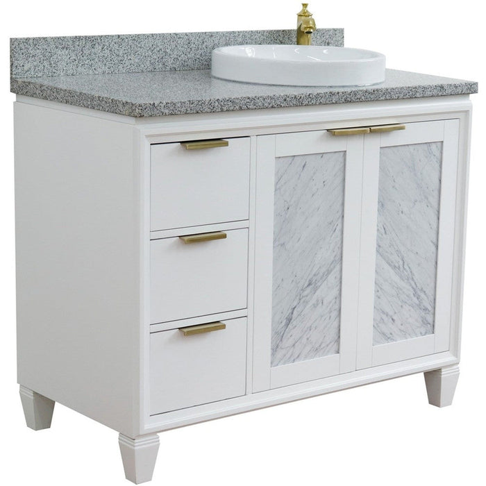 Bellaterra Home Trento 43" 2-Door 3-Drawer White Freestanding Vanity Set - Luxe Vanity & Tub