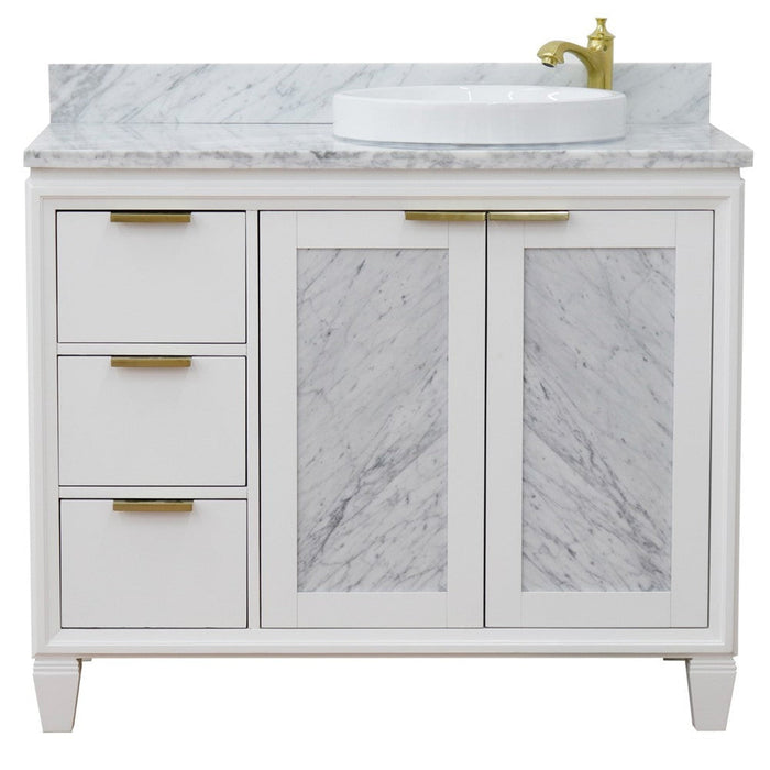 Bellaterra Home Trento 43" 2-Door 3-Drawer White Freestanding Vanity Set - Luxe Vanity & Tub