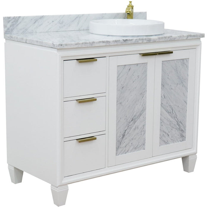 Bellaterra Home Trento 43" 2-Door 3-Drawer White Freestanding Vanity Set - Luxe Vanity & Tub