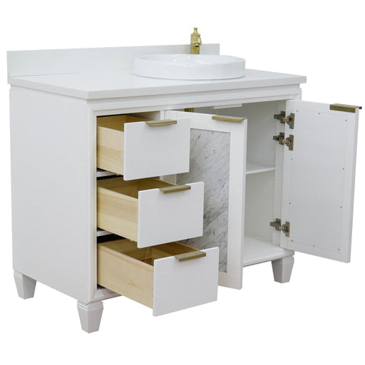 Bellaterra Home Trento 43" 2-Door 3-Drawer White Freestanding Vanity Set - Luxe Vanity & Tub