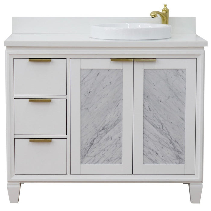 Bellaterra Home Trento 43" 2-Door 3-Drawer White Freestanding Vanity Set - Luxe Vanity & Tub