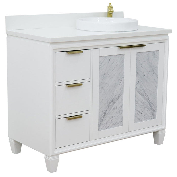 Bellaterra Home Trento 43" 2-Door 3-Drawer White Freestanding Vanity Set - Luxe Vanity & Tub