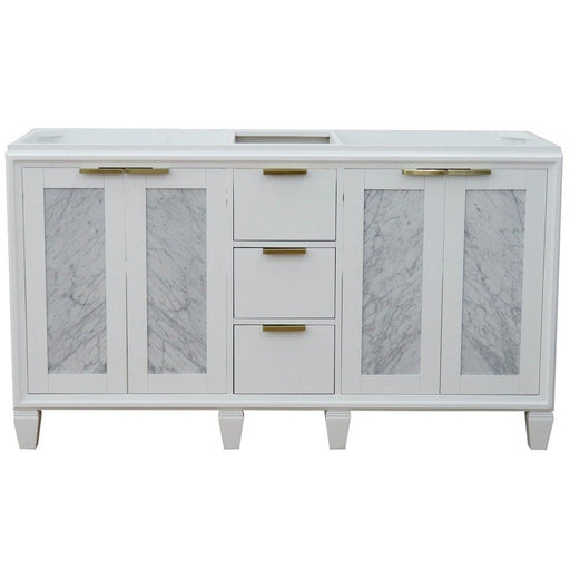 Bellaterra Home Trento 60" 4-Door 3-Drawer White Freestanding Double Vanity Base