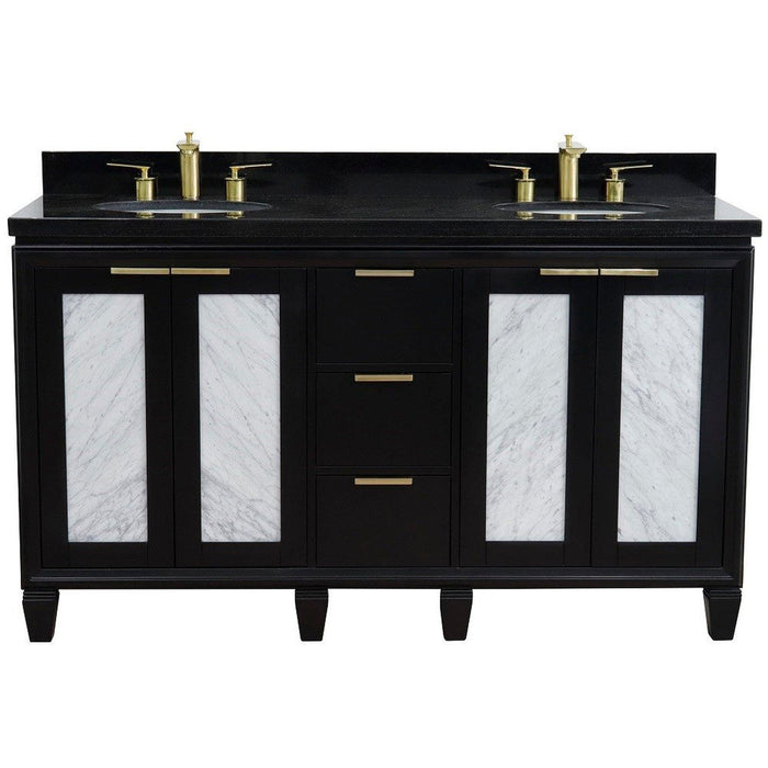 Bellaterra Home Trento 61" 4-Door 3-Drawer Black Freestanding Vanity Set - Luxe Vanity & Tub