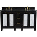 Bellaterra Home Trento 61" 4-Door 3-Drawer Black Freestanding Vanity Set - Luxe Vanity & Tub