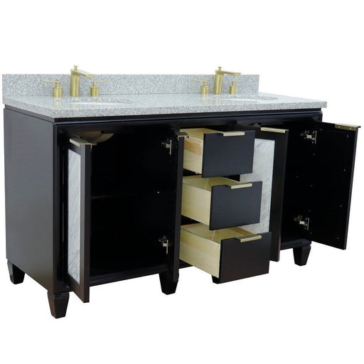 Bellaterra Home Trento 61" 4-Door 3-Drawer Black Freestanding Vanity Set - Luxe Vanity & Tub