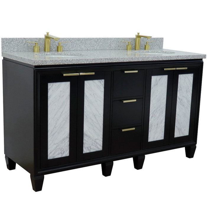 Bellaterra Home Trento 61" 4-Door 3-Drawer Black Freestanding Vanity Set - Luxe Vanity & Tub