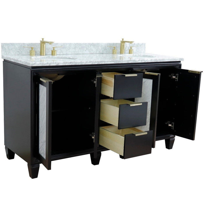 Bellaterra Home Trento 61" 4-Door 3-Drawer Black Freestanding Vanity Set - Luxe Vanity & Tub