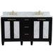 Bellaterra Home Trento 61" 4-Door 3-Drawer Black Freestanding Vanity Set - Luxe Vanity & Tub