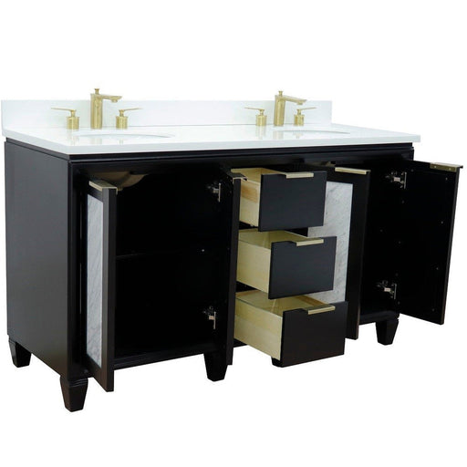 Bellaterra Home Trento 61" 4-Door 3-Drawer Black Freestanding Vanity Set - Luxe Vanity & Tub