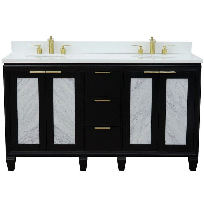 Bellaterra Home Trento 61" 4-Door 3-Drawer Black Freestanding Vanity Set - Luxe Vanity & Tub