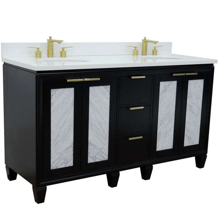 Bellaterra Home Trento 61" 4-Door 3-Drawer Black Freestanding Vanity Set - Luxe Vanity & Tub