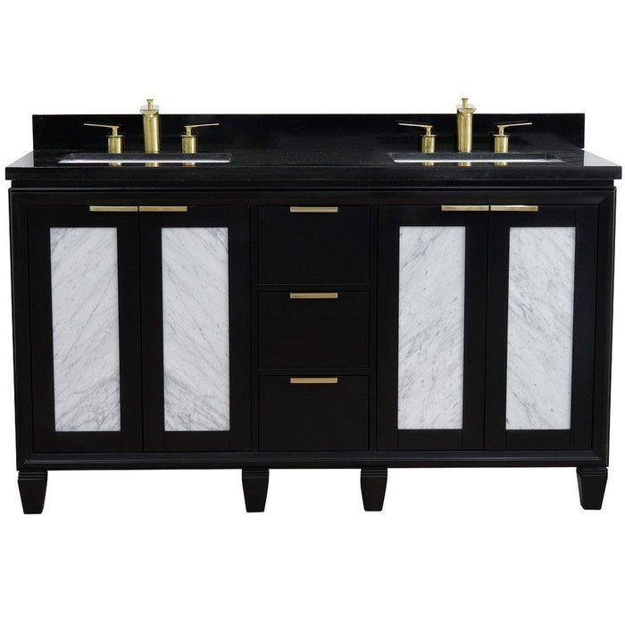 Bellaterra Home Trento 61" 4-Door 3-Drawer Black Freestanding Vanity Set - Luxe Vanity & Tub