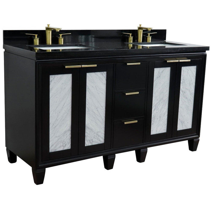 Bellaterra Home Trento 61" 4-Door 3-Drawer Black Freestanding Vanity Set - Luxe Vanity & Tub