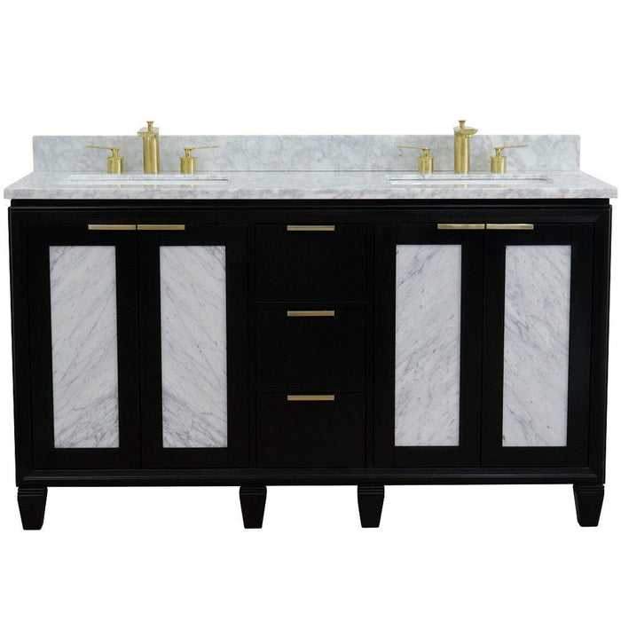 Bellaterra Home Trento 61" 4-Door 3-Drawer Black Freestanding Vanity Set - Luxe Vanity & Tub