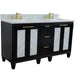 Bellaterra Home Trento 61" 4-Door 3-Drawer Black Freestanding Vanity Set - Luxe Vanity & Tub