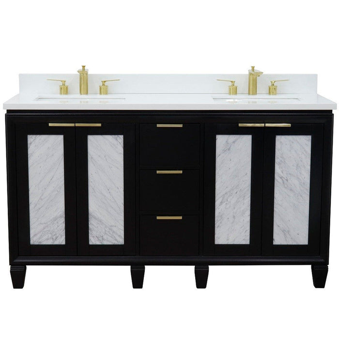 Bellaterra Home Trento 61" 4-Door 3-Drawer Black Freestanding Vanity Set - Luxe Vanity & Tub