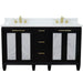 Bellaterra Home Trento 61" 4-Door 3-Drawer Black Freestanding Vanity Set - Luxe Vanity & Tub