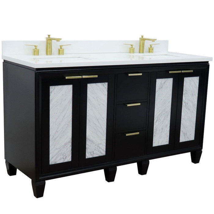 Bellaterra Home Trento 61" 4-Door 3-Drawer Black Freestanding Vanity Set - Luxe Vanity & Tub