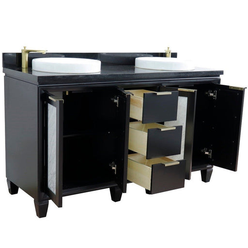 Bellaterra Home Trento 61" 4-Door 3-Drawer Black Freestanding Vanity Set - Luxe Vanity & Tub