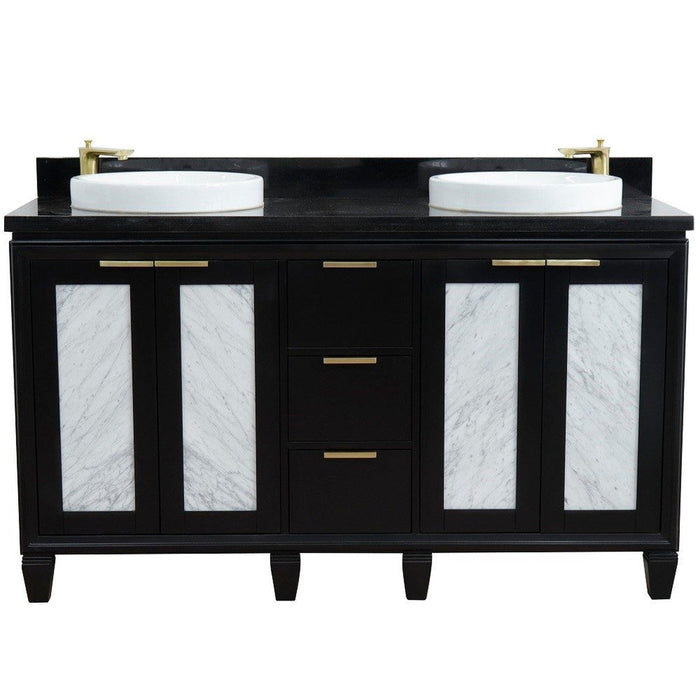 Bellaterra Home Trento 61" 4-Door 3-Drawer Black Freestanding Vanity Set - Luxe Vanity & Tub