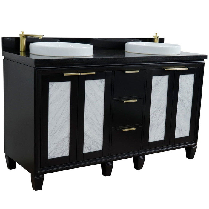 Bellaterra Home Trento 61" 4-Door 3-Drawer Black Freestanding Vanity Set - Luxe Vanity & Tub