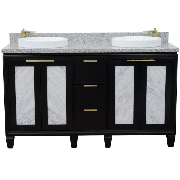 Bellaterra Home Trento 61" 4-Door 3-Drawer Black Freestanding Vanity Set - Luxe Vanity & Tub