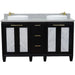 Bellaterra Home Trento 61" 4-Door 3-Drawer Black Freestanding Vanity Set - Luxe Vanity & Tub