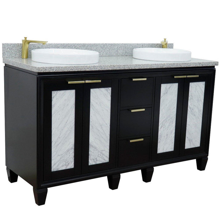 Bellaterra Home Trento 61" 4-Door 3-Drawer Black Freestanding Vanity Set - Luxe Vanity & Tub