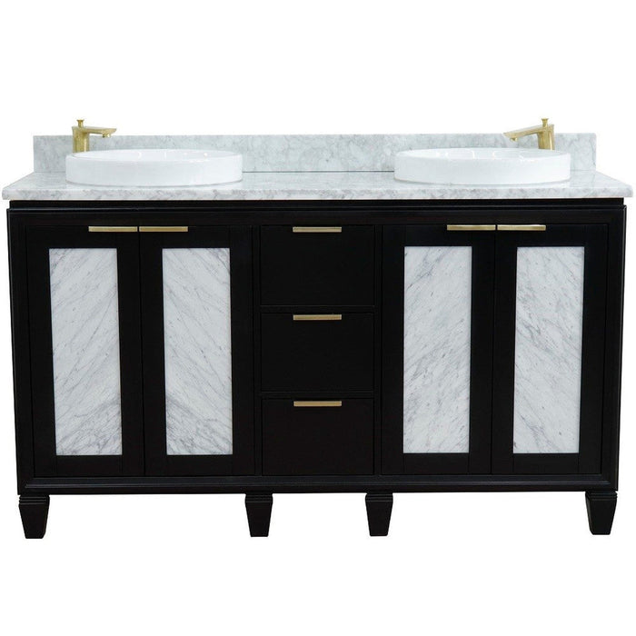 Bellaterra Home Trento 61" 4-Door 3-Drawer Black Freestanding Vanity Set - Luxe Vanity & Tub