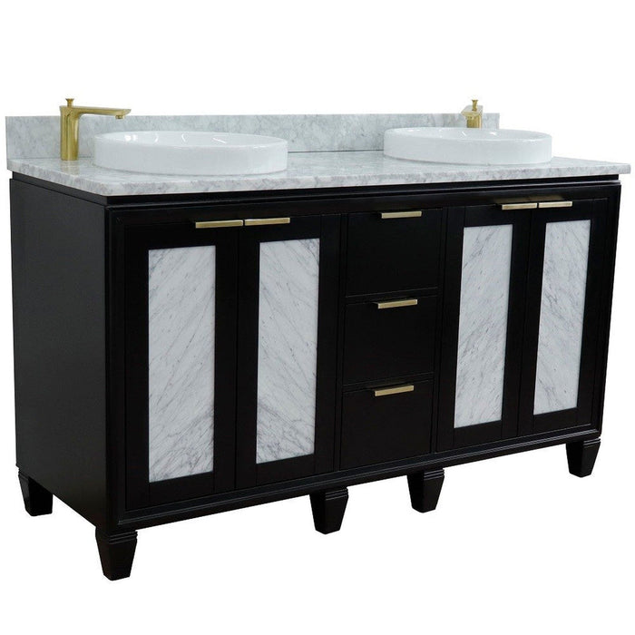 Bellaterra Home Trento 61" 4-Door 3-Drawer Black Freestanding Vanity Set - Luxe Vanity & Tub