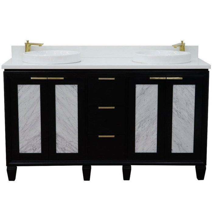 Bellaterra Home Trento 61" 4-Door 3-Drawer Black Freestanding Vanity Set - Luxe Vanity & Tub