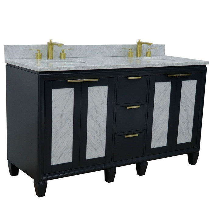 Bellaterra Home Trento 61" 4-Door 3-Drawer Dark Gray Freestanding Vanity Set - Luxe Vanity & Tub