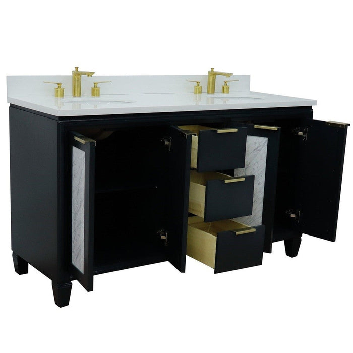 Bellaterra Home Trento 61" 4-Door 3-Drawer Dark Gray Freestanding Vanity Set - Luxe Vanity & Tub