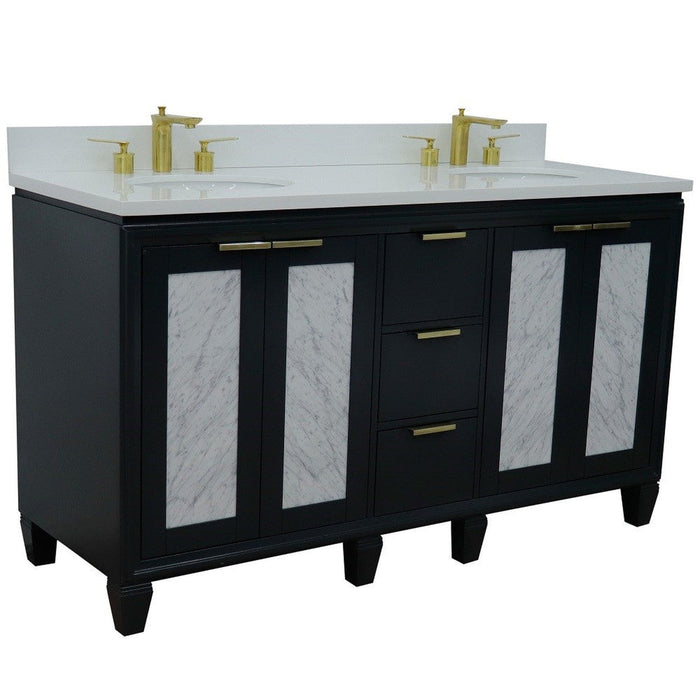 Bellaterra Home Trento 61" 4-Door 3-Drawer Dark Gray Freestanding Vanity Set - Luxe Vanity & Tub