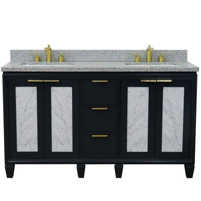 Bellaterra Home Trento 61" 4-Door 3-Drawer Dark Gray Freestanding Vanity Set - Luxe Vanity & Tub